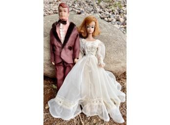 1958 Barbie In Wedding Dress And 1960 Allen Doll