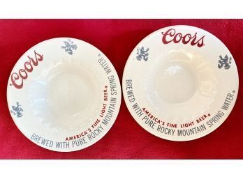 Two Vintage Coors America's Fine Light Beer Ceramic Bar Ashtray