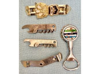 Lot Of Vintage Bottle Openers Including Gray And Williams Liquor Store, Ekco And More
