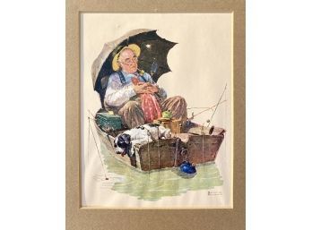 Norman Rockwell Print, Old Man Fishing In Boat