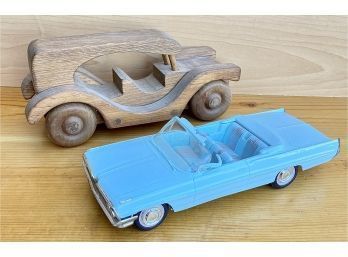 Wooden Car And Plastic 1961 Blue Convertible