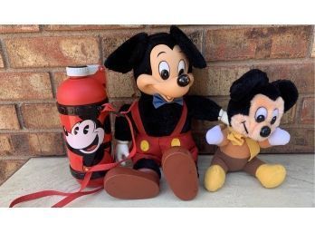 2 Vintage Mickey Mouses And Water-bottle