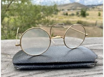 Vintage Spectacles With Case, 4' Wide