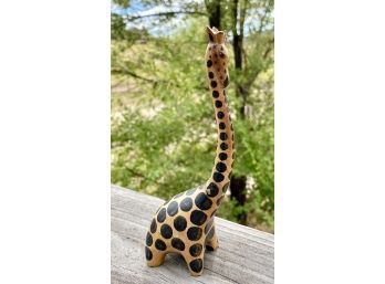 Cute Wooden Giraffe Ring Holder Figurine, 6' Tall, Chip In Ear