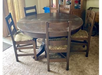 80 Year Old Imperial Furniture Round Table With 3 Leaves And 6 STICKLEY Chairs