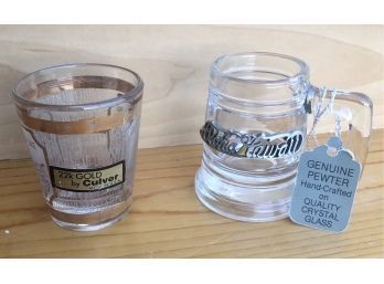 Culver 22k Gold  And Pewter Shot Glasses