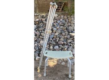 Pair Of Crutches 5'2'-5'10' And Shower Seat Bench