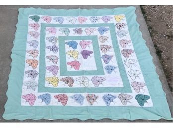 Lovely Vintage Hand-made Quilt With Butterfy Motif