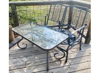 Good Quality Metal And Glass Table With Matching Rocker Bench Seat!