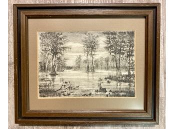 'Caddo Lake' By M.B Cole In Wooden Frame