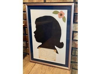 1959 Framed Silhouette Of Girl, Made By Estate Owner As A Child