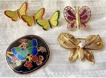 Lot Of Vintage Butterfly Pins