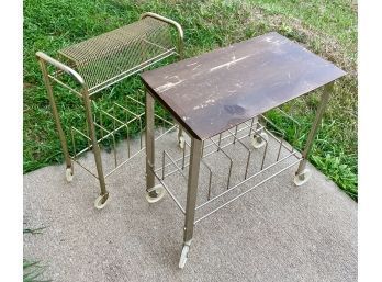 (2) Rolling Side Table Magazine Holders