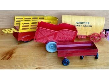 Lot Of Vintage Toy Trailers And Wagons