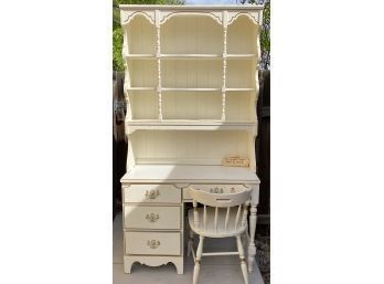 Vintage French Provincial Cream Colored Desk W Bookcase Hutch  Chair (Part Of Set Featured In This Auction)