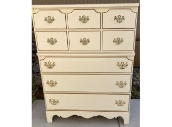 Vintage French Provincial Cream Dresser W Gold Trim, Matching Mirror,  (Part Of Set Featured In This Auction)