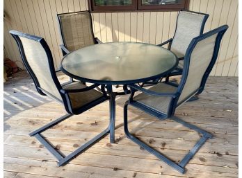 Outdoor Glass Table With Four Patio Chairs