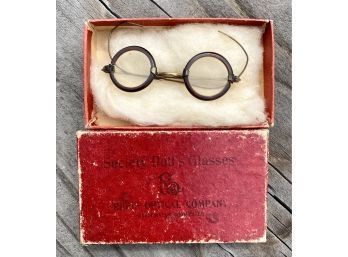 Antique Celluloid 'Society Doll's Glasses' Riggs Optical Company  (Miniature Doll Glasses, 2 Inches Wide)