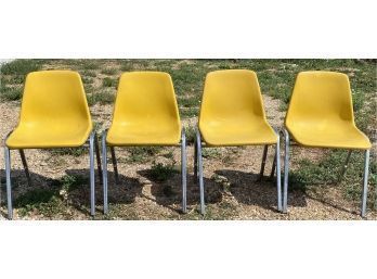 4 Samsonite Yellow Back Stackable Chairs.