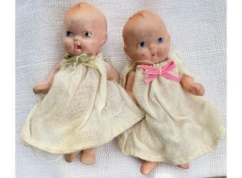 Two Small Vintage Porcelain Dolls Made In Japan