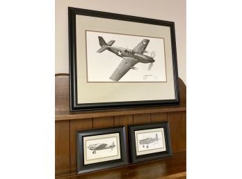 A Grouping J. Milich Signed Limited Edition Aviation Prints In Matted Frames