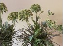 Set Of Beautiful Metal Urns With Decorative Foliage