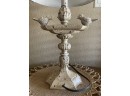Tuscan Style Lamp With Birdbath Motif & Pineapple Finial