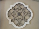 Decorative Quatrefoil Wall Hanging With Iron Detail & Ivory Frame