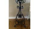Large Iron Plant Stand With Faux Tropical Plant