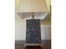 Pair Of Two Molded Lamps With Scroll-Work Design And Bronze-Toned Finish