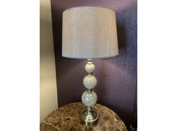 Crackled Silver Lamp With Three Gradient Orbs & Brushed Steel Base