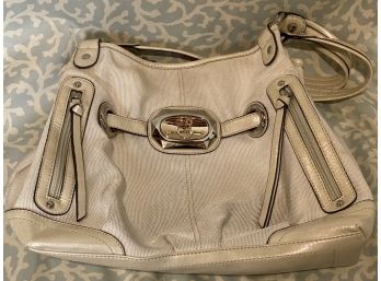 Kathy Ireland Fashion Handbag In Canvas & Patent Leather