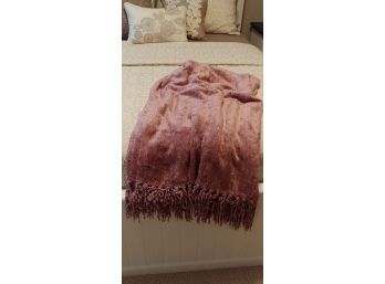 Beautiful Rose Chenille Fringed Throw 50” X 60”