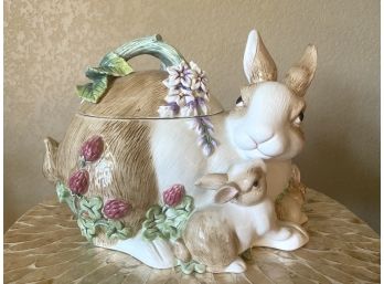 Fitz & Floyd Gorgeous Porcelain Rabbit Cookie Jar