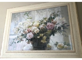 Custom Framed French Romantic Floral Print With White Frame