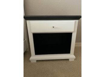 Custom Painted White & Black End Table With Custom Lucite Drawer Pulls (2 Of 2)