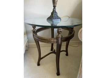 Gorgeous Composite Table With Pineapple Finials Holding 1/4' Beveled Glass Top