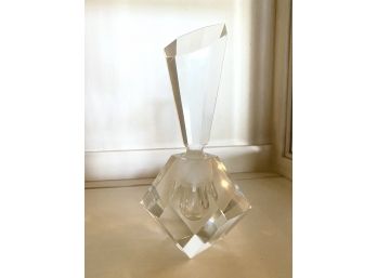 Exquisite Unsigned Crystal Perfume Decanter With Abstract Top