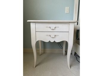 Two-Drawer Nightstand In Antique White Color With Cabriole Legs