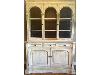 Gorgeous French Provincial Lighted Hutch With Bowed Glass Front By Hooker Furniture For Woodleys