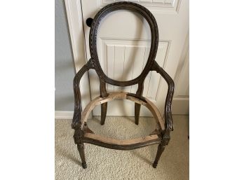 Antique Italian Provincial 'Project' Chair Frame With Fluted Column Legs & Rosette Carvings