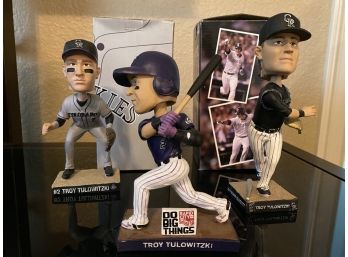 Collection Of 3 Troy Tulowitzki Bobblehead Dolls, Colorado Rockies Baseball