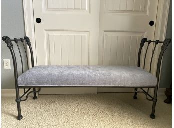 Gorgeous Oil Rubbed Bronze & Verdigris Finished Upholstered Chenille Backless Bench