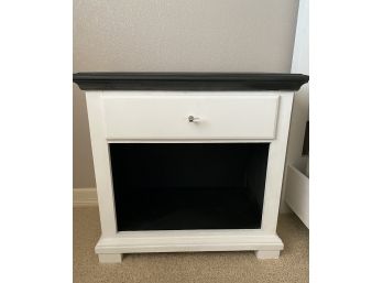 Custom Painted White & Black End Table With Custom Lucite Drawer Pulls (1 Of 2)