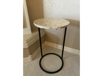 Side Table With Mosaic Flower Design Pearl Inlay