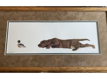 Framed And Matted Signed Print By Brett Longley Adorable Water Dog Duck Toller With Bid With COA