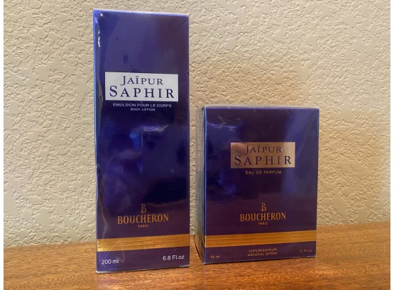 2 New Jaipur Saphir By Boucheron Body Lotion And Perfume