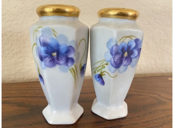 Pair Of Vintage Hand Painted Salt And Pepper Shakers By E. Wingate