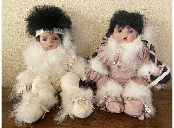Lot Of 2 Native American Porcelain Dolls