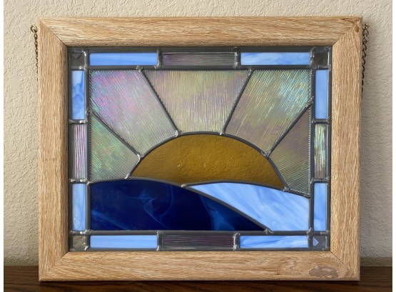 Stained Glass Window With A Sunset Pattern